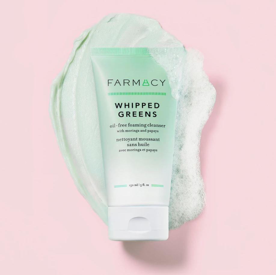 FARMACY WHIPPED GREENS oil-free foaming cleanser with moringa and papaya