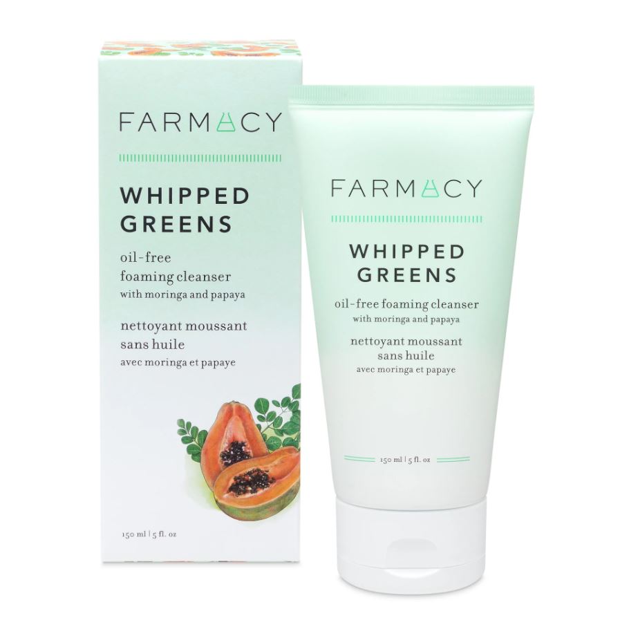 FARMACY WHIPPED GREENS oil-free foaming cleanser with moringa and papaya